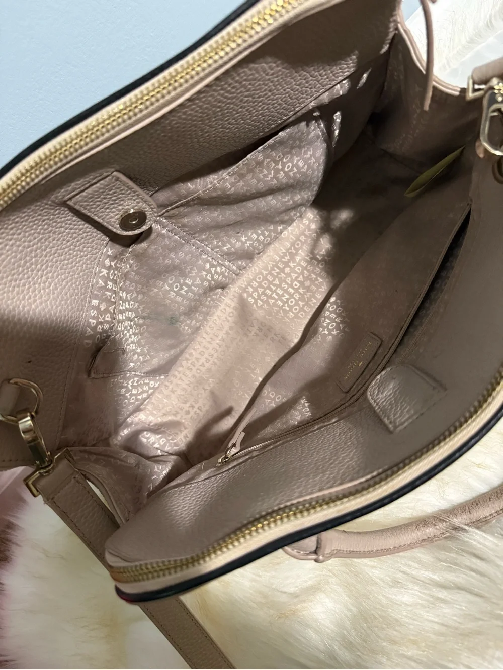 Kate Spade Pebbled Leather Dome Satchel Allyn Chester — Taupe